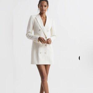 Reiss White Double-Breasted Blazer Dress